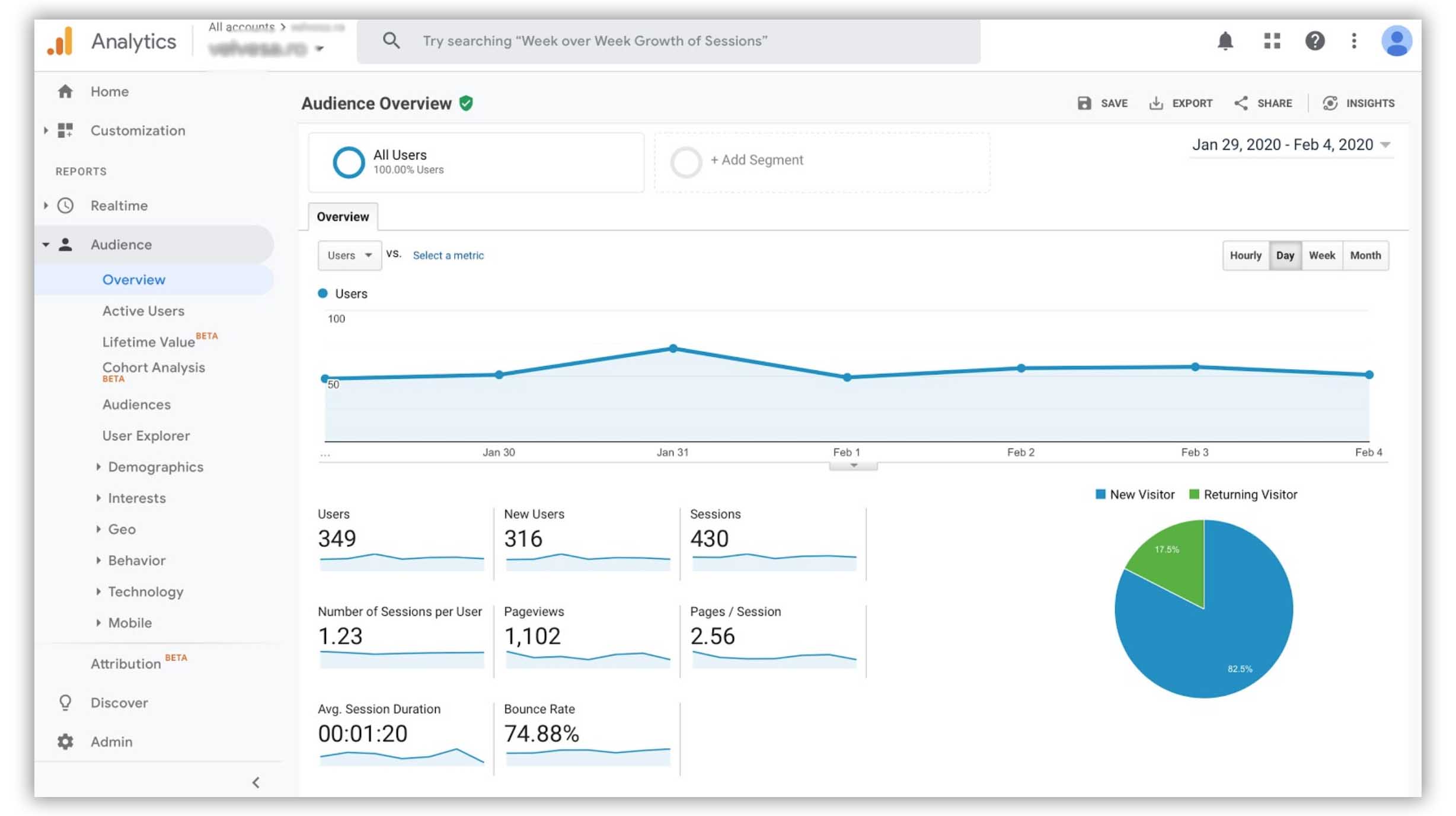 google analytics audience overview